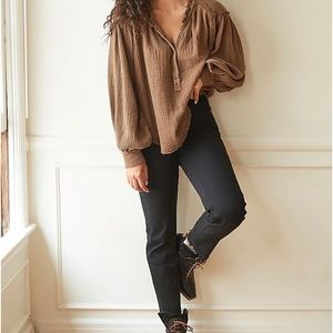 Free People Black Vintage Straight Jean